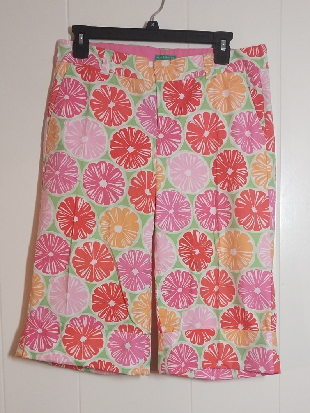 Lilly Pulitzer Juice Stand Palm Beach Fit Long Bermuda Short Size 8 Vintage